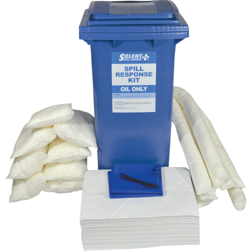 Oil Spill Kit, 120L Absorbent Capacity Per Kit, 95 x 47 x 54cm, Wheeled Bin