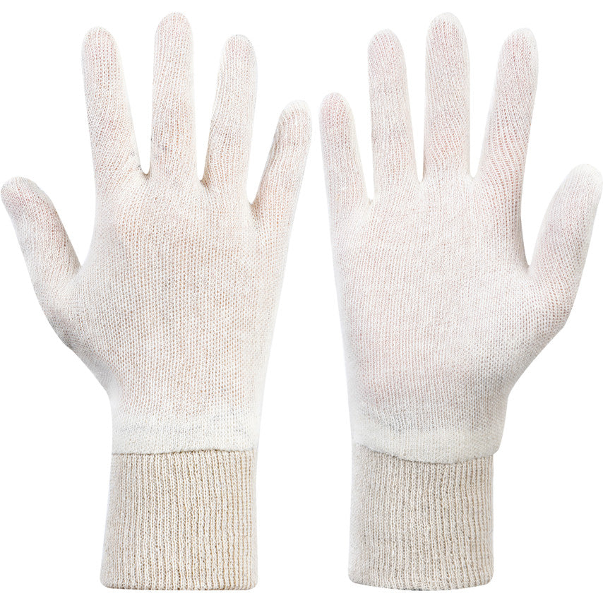 Uncoated Inspection Glove, Cotton Liner, White, Size 10