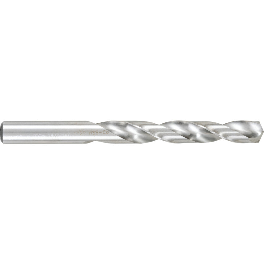 Jobber Drill, 14mm, Normal Helix, Cobalt High Speed Steel, Bright