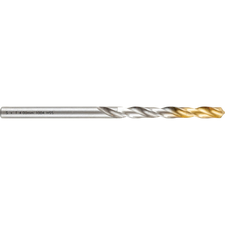 Jobber Drill, 4mm, Normal Helix, High Speed Steel, TiN