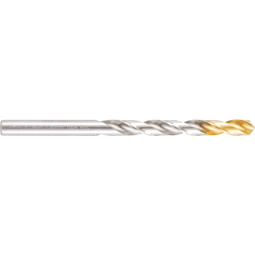 Jobber Drill, 7mm, Normal Helix, High Speed Steel, TiN