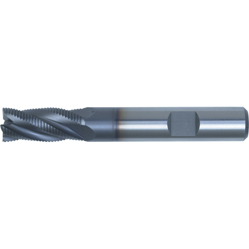 25, Roughing End Mill, 10mm, Weldon Flat Shank, 4fl, Cobalt High Speed Steel, TiCN, M42