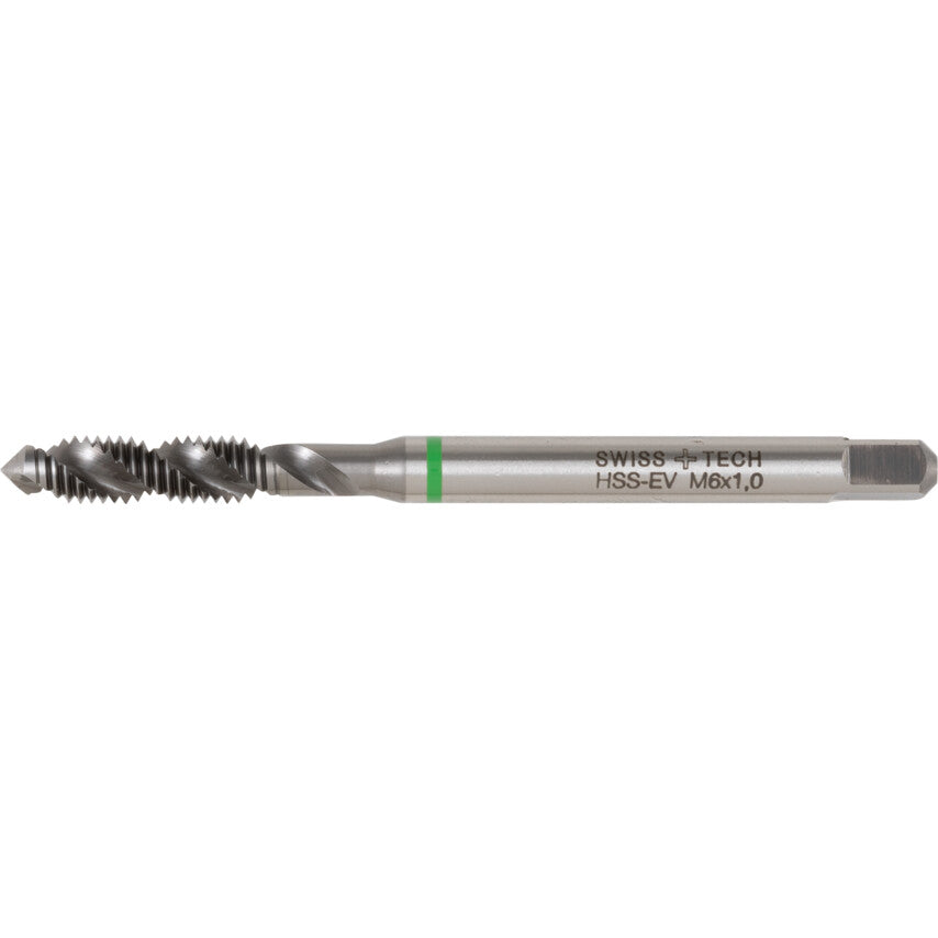 Machine Tap, M12 x 1.75mm, Metric Coarse, Spiral Flute, Vanadium High Speed Steel, Nitride, Green