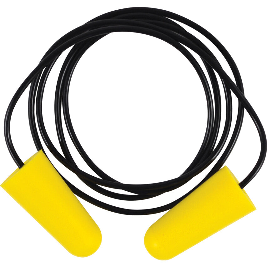 Disposable Ear Plugs/Refill Pack for Dispenser, Corded, Not Detectable, Bullet, 34dB, Yellow, PU, Pk-200 Pairs