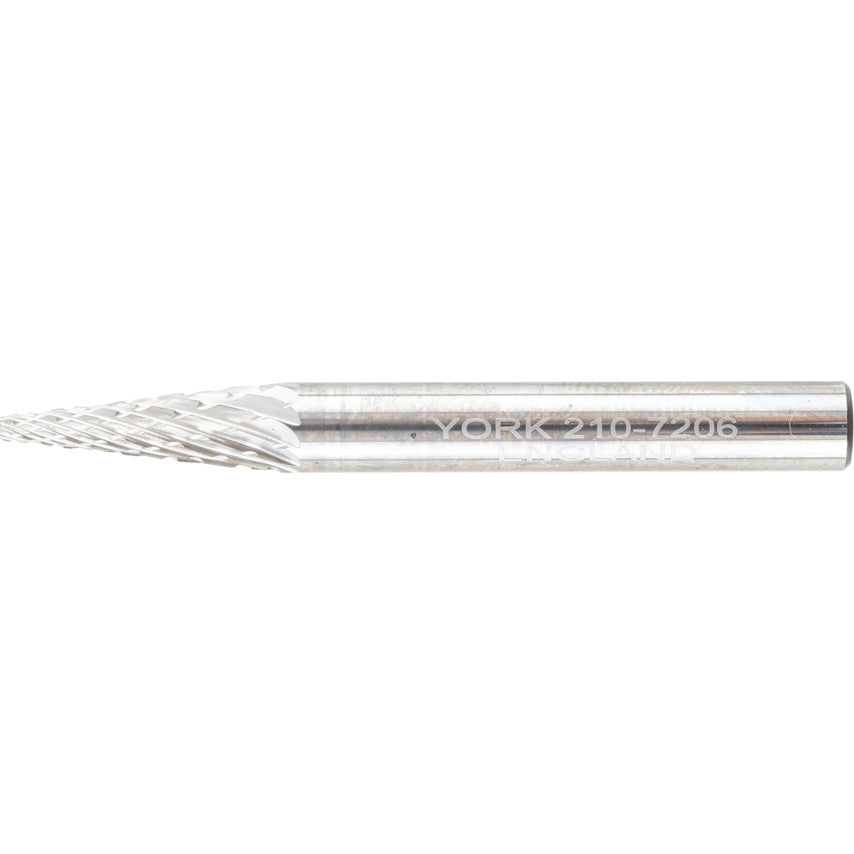 Carbide Burr, Uncoated, Cut 6 - Double Cut, 6mm, Conical