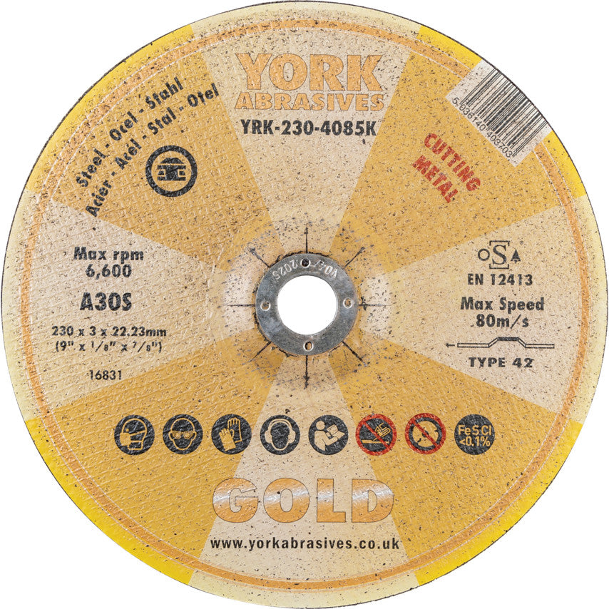 Cutting Disc, 30-Medium/Coarse, 230 x 3 x 22.23 mm, Type 42, Aluminium Oxide