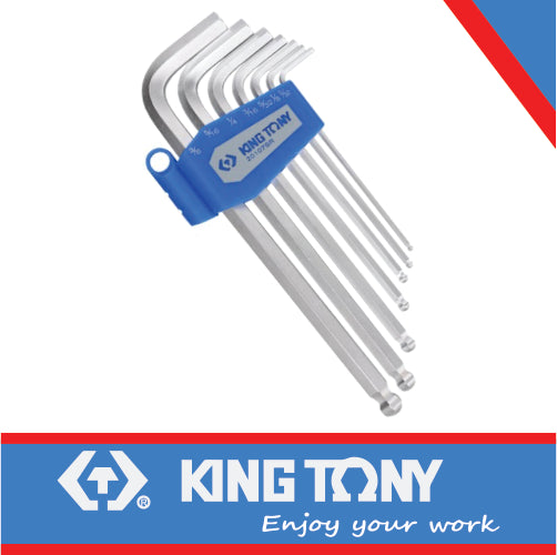Allen Key Set 07pce (Ball Galvanized ) Imperial King Tony 3/32" - 3/8"