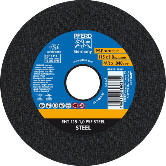 PFERD 115mm (4.5") Steel Cutting Disc - 1mm Pack of 5