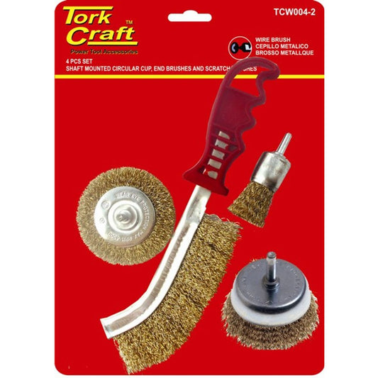 Wire Wheel Set 4pce With Hand Brush