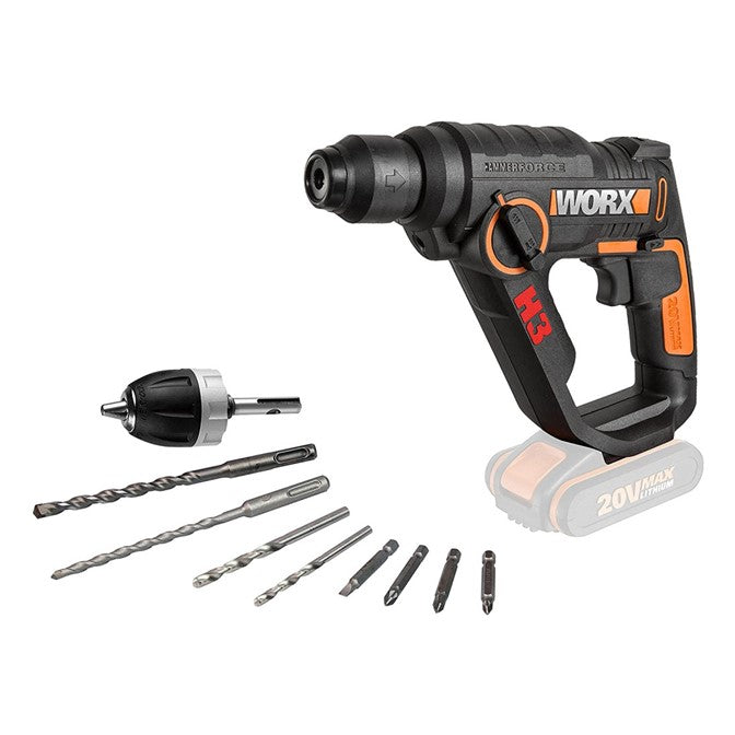 WORX H3 Compact Rotary Hammer Cordless 3-In-1 SDS 1.2J 20V | WX390.9