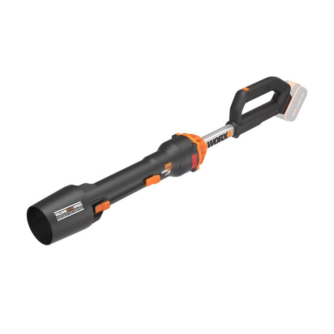 Black and orange garden tool on a white background