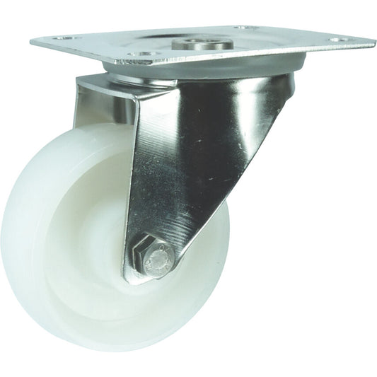 Swivel Top Plate, Unbraked, Castor, 200mm, Nylon, White