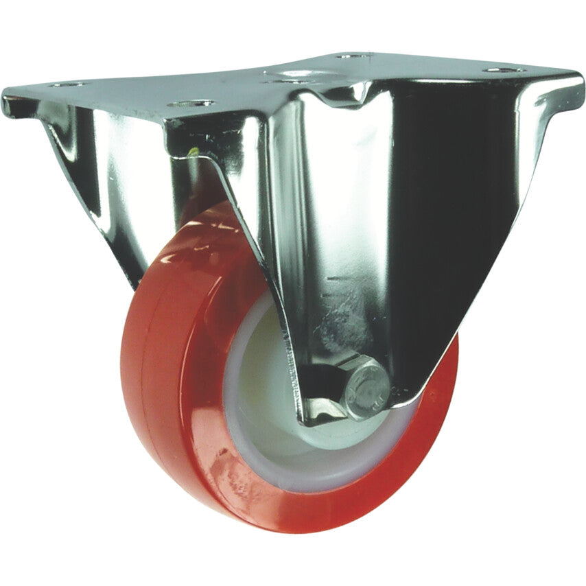 Castor, 150mm, Unbraked, Fixed, Top Plate, Polyurethane, Orange