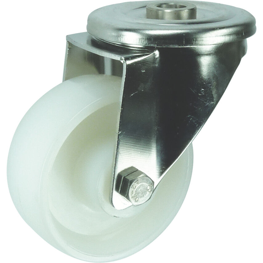 Swivel Bolt Hole, Unbraked, Castor, 100mm, Nylon, White