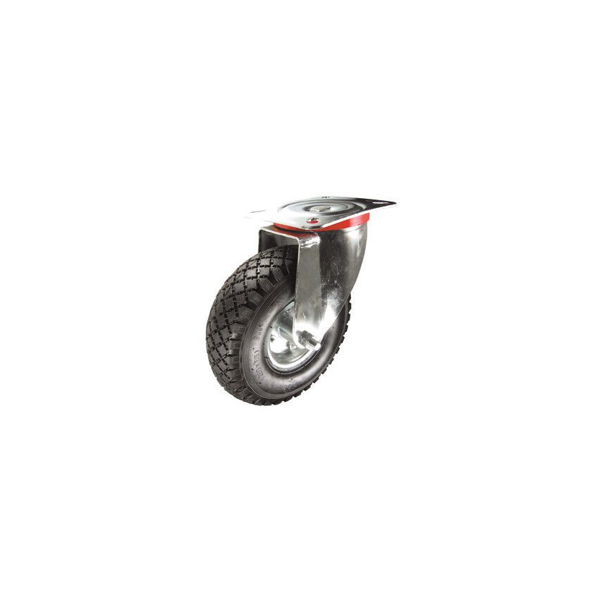 Castor, 260mm, Unbraked, Swivel, Top Plate, Rubber, Black