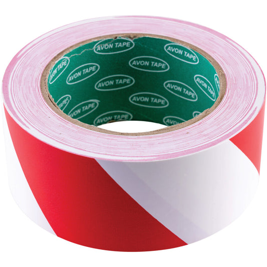 Adhesive, Hazard Tape, PVC, Red/White, 50mm x 33m