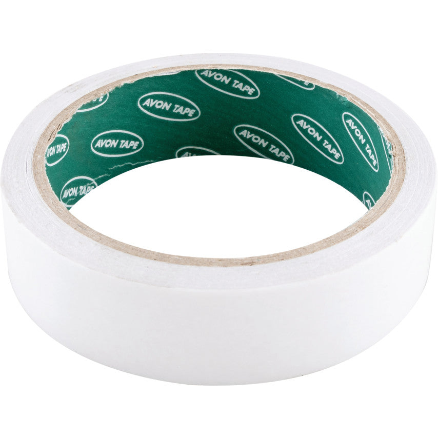 Double Sided Tape, Tissue, White, 25mm x 10m, Acrylic, Pack of 1