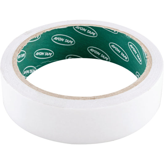 Double Sided Tape, Tissue, White, 25mm x 10m, Acrylic, Pack of 1
