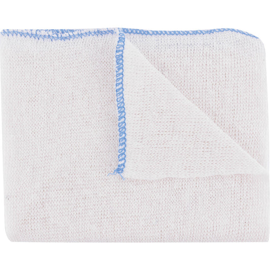 White Cotton Dishcloths Blue Trim (PK-10)