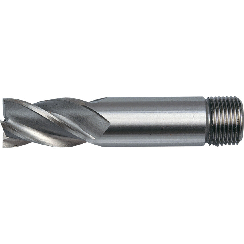 E411T, End Mill, Regular, Threaded Shank, 12mm, Cobalt High Speed Steel, Bright