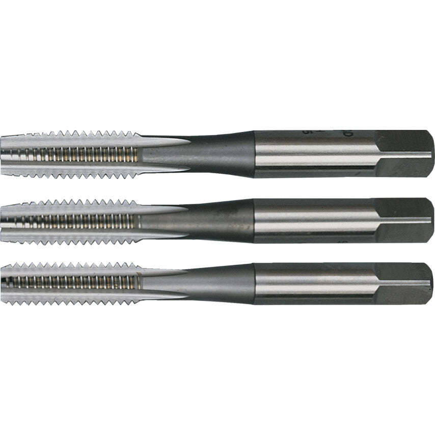 Hand Tap Set , M2 x 0.4mm, Metric Coarse, High Speed Steel, Bright, Set of 3