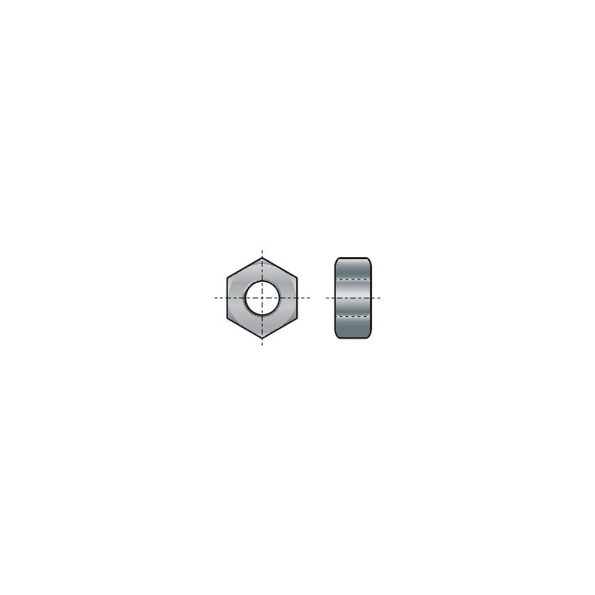 7/16" UNF Steel Hex Nut, Grade 8
