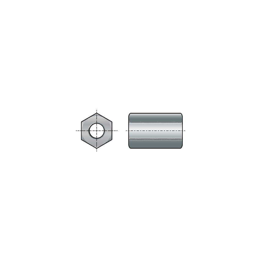 Threaded Rod, Studding Connector, Steel, 4.8, Zinc Plated, M12 x 36mm