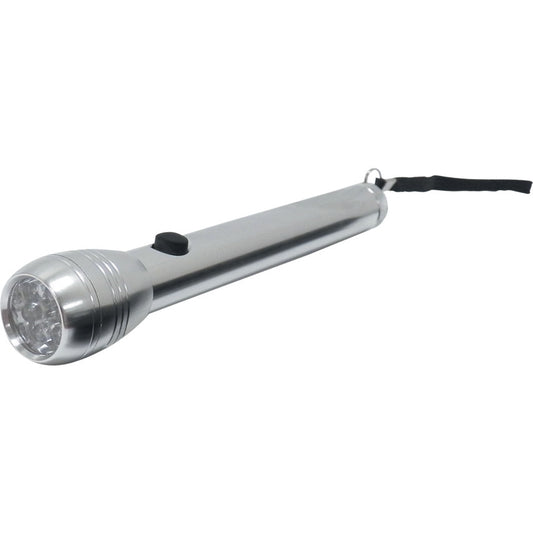 Handheld Torch, LED, Non-Rechargeable, 30lm, 30m Beam Distance, Silver
