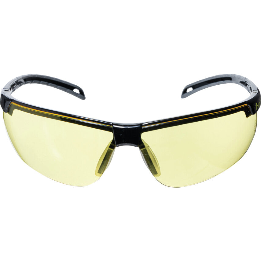Safety Glasses, Amber Lens, Black Half-Frame
