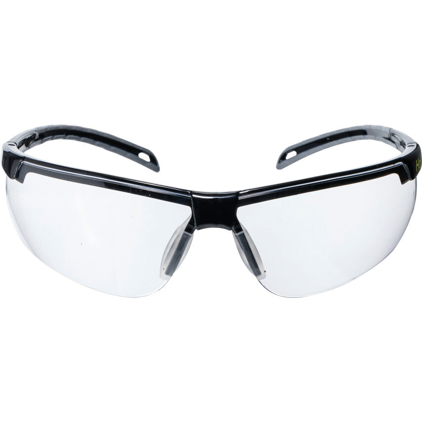 Safety Glasses, Clear Lens, Black Half-Frame
