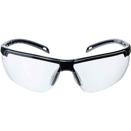 Safety Glasses, Clear Lens, Black Half-Frame