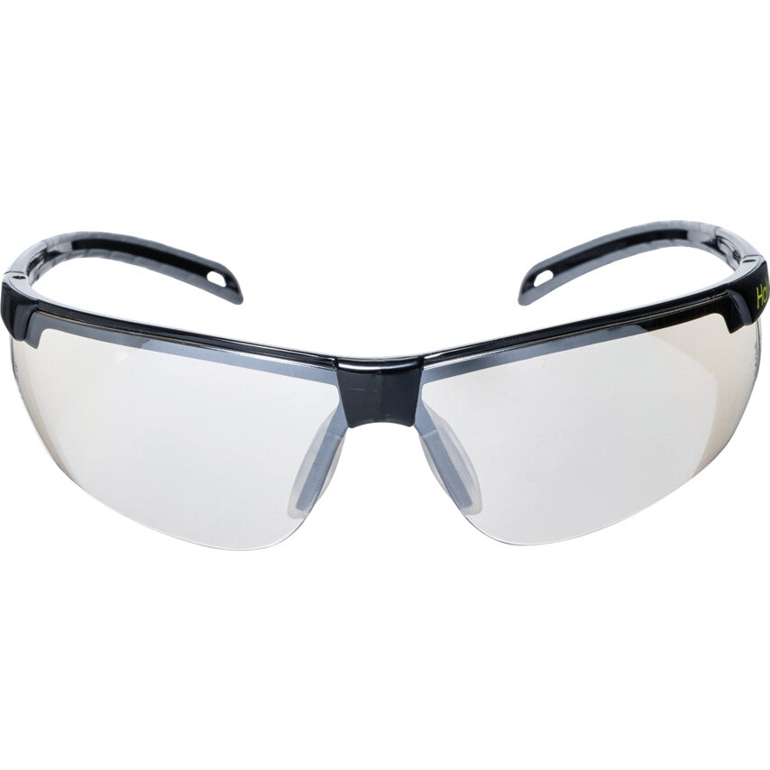 Safety Glasses, Indoor/Outdoor Lens, Black Half-Frame, Solar Filter