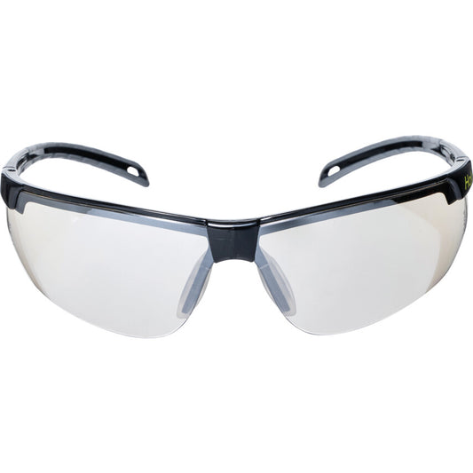 Safety Glasses, Indoor/Outdoor Lens, Black Half-Frame, Solar Filter