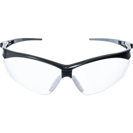Safety Glasses, Clear Lens, Black Half-Frame