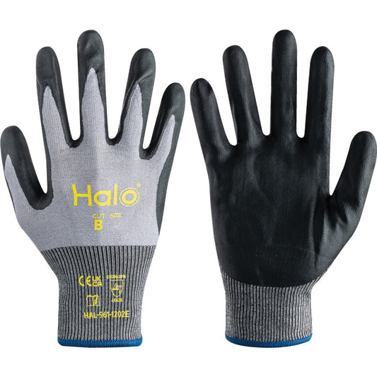Cut Resistant Gloves, Grey, Nitrile, Palm Coated, Cut B, Size 9