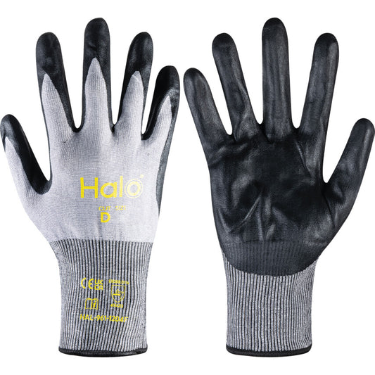 Cut Resistant Gloves, Grey, Nitrile, Palm Coated, Cut D, Size 9