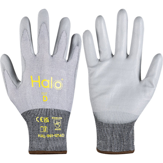 Cut Resistant Gloves, Grey, Polyurethane, Palm Coated, Cut D, Size 7