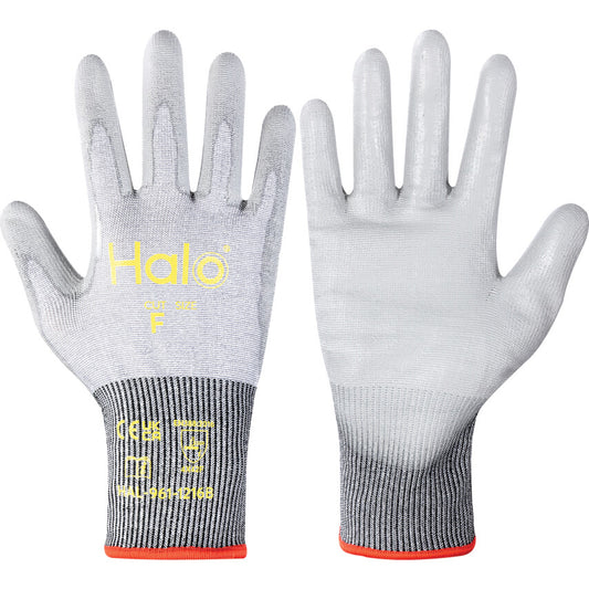 Cut Resistant Gloves, Grey, Polyurethane, Palm Coated, Cut F, Size 10