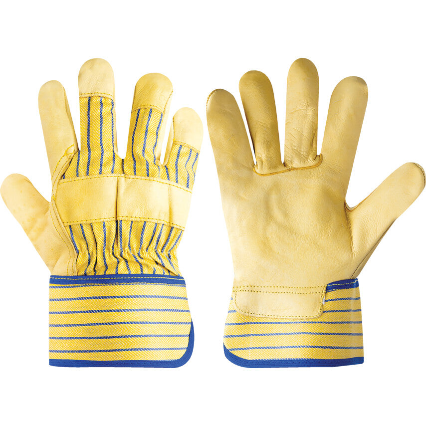 Leather Rigger Glove, Nylon/Fleece Liner, Yellow, Size 10