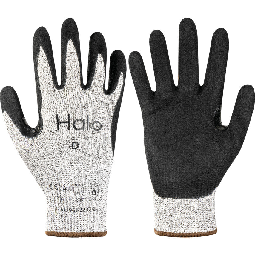 Cut Resistant Gloves, Grey, Nitrile, Palm Coated, Cut D, Size 11