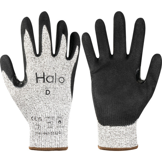 Cut Resistant Gloves, Grey, Nitrile, Palm Coated, Cut D, Size 9