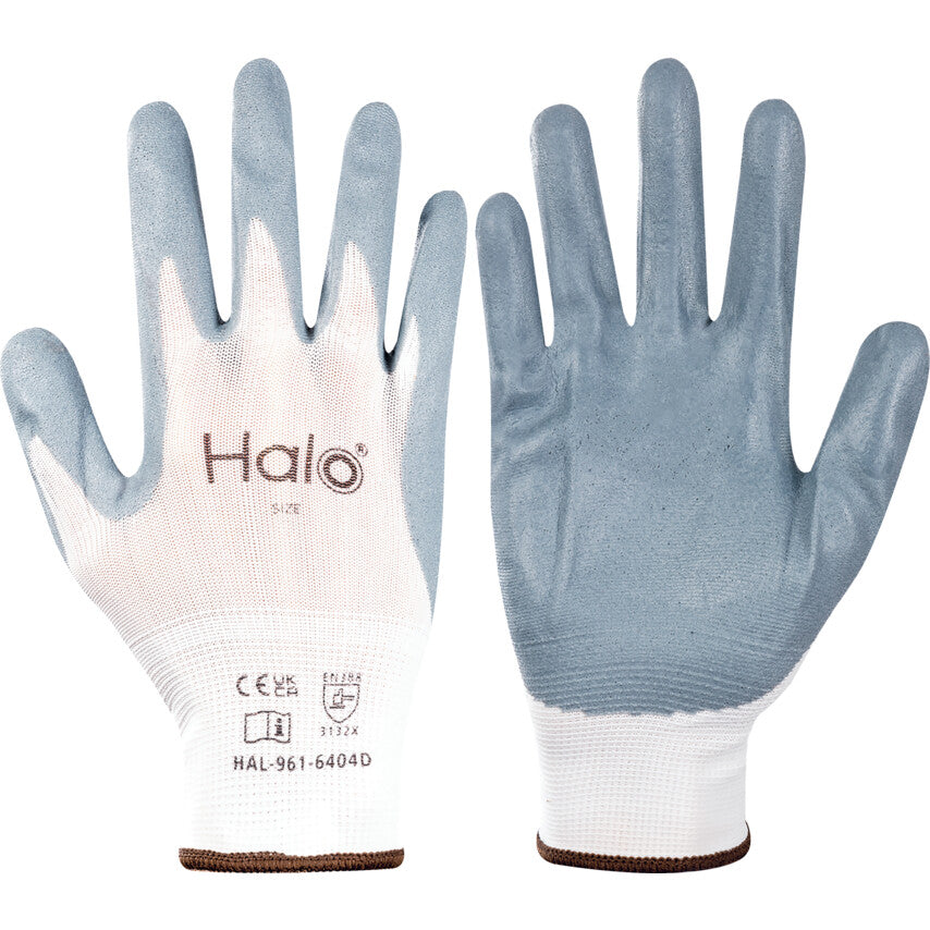 Mechanical Hazard Gloves, Grey/White, Nylon Liner, Nitrile Coating, EN388: 2016, 3, 1, 2, 1, X, Size 11