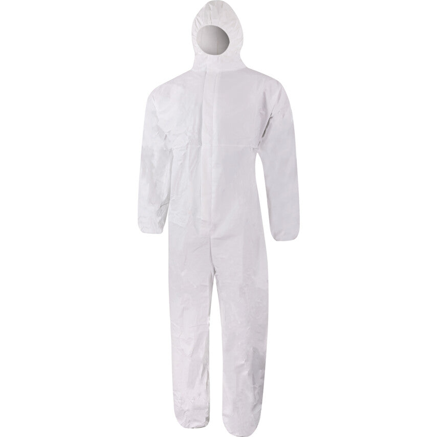 SMS Disposable Hooded Coveralls, Type 5/6, White, XL, 48-50" Chest