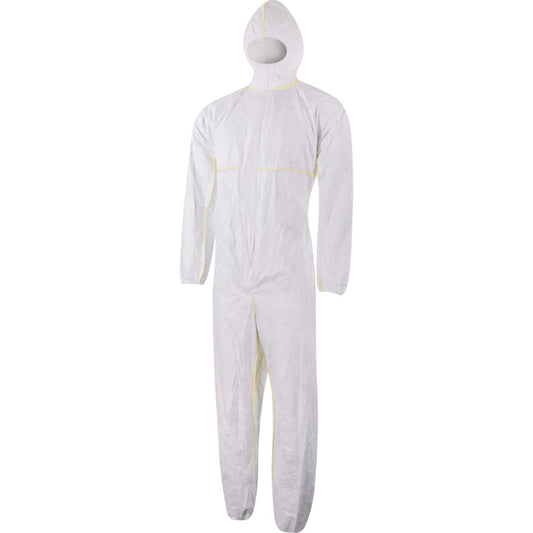 Disposable Hooded Coveralls, Type 5/6, White, 4XL