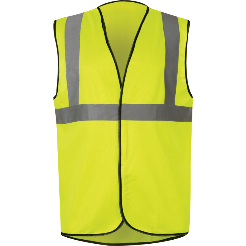 Hi-Vis Vest, Yellow, XL, Hook & Loop Closure, Polyester
