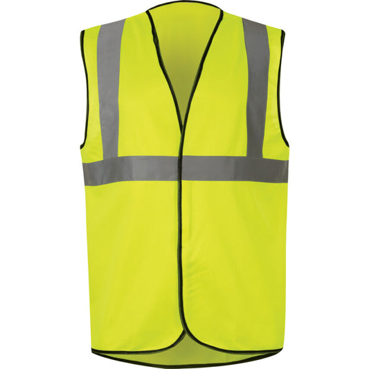 Hi-Vis Vest, Yellow, XL, Hook & Loop Closure, Polyester