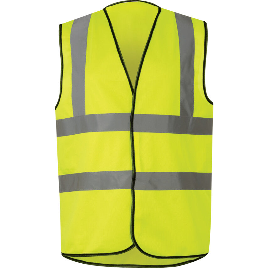 Hi-Vis Vest, Yellow, 6XL, Hook & Loop Closure, Polyester