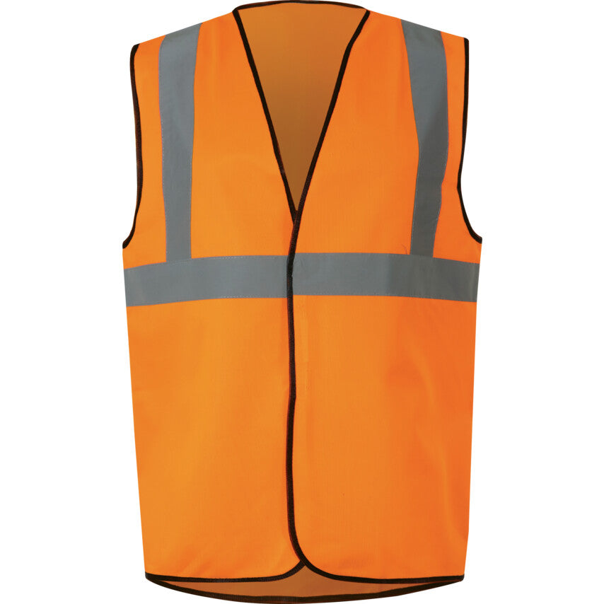 Hi-Vis Vest, Orange, 3XL, Hook & Loop Closure, Polyester