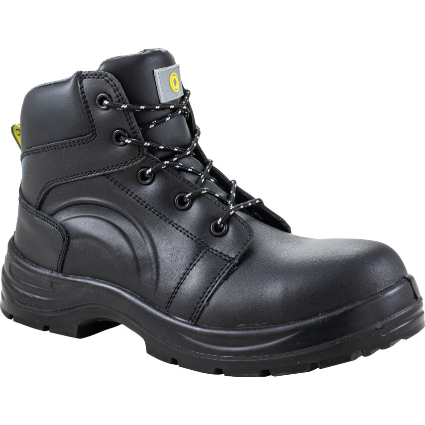 Women's Composite Safety Boots, Size 6, Black, Leather Upper, Composite Toe Cap, S1P, EN ISO 20345:2011