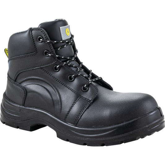 Women's Composite Safety Boots, Size 6, Black, Leather Upper, Composite Toe Cap, S1P, EN ISO 20345:2011
